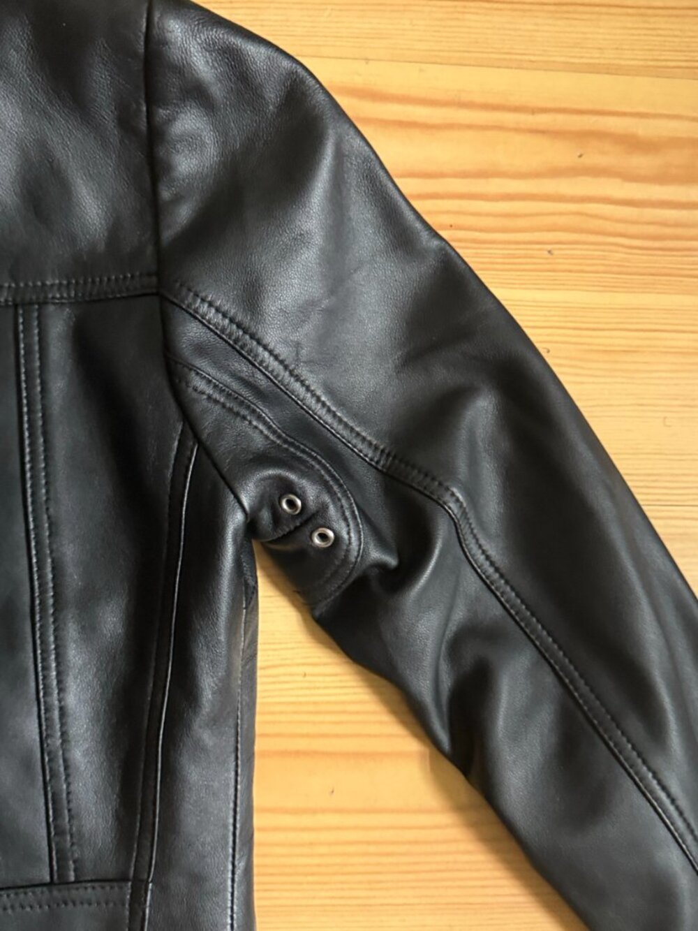 Leather Jacket 100% Lambskin Black Moto Biker Zip Uniquism New York Small - Picture 14 of 15